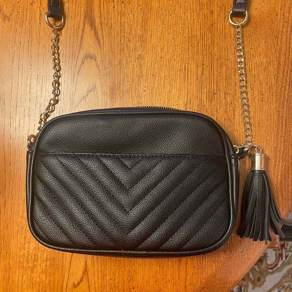 Black Quilted Leather Crossbody Bag
